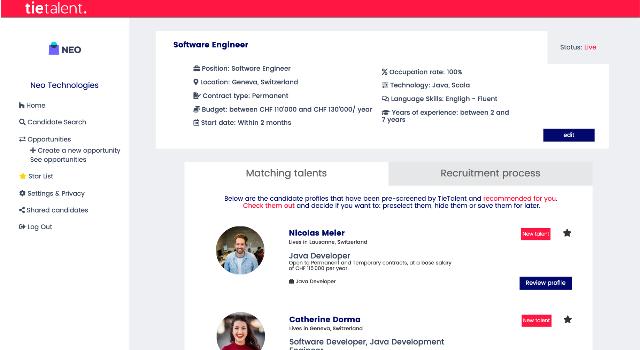 Swiss Startup - TieTalent Product Image